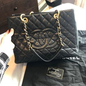 Authentic Chanel Caviar Grand Shopping Tote Bag